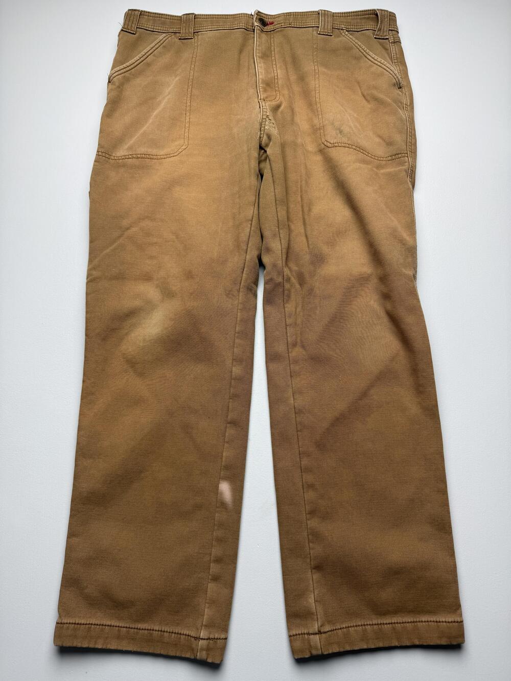 Coleman Pants Mens 38x32 Brown Carpenter Relaxed Fit Canvas Insulated Workwear